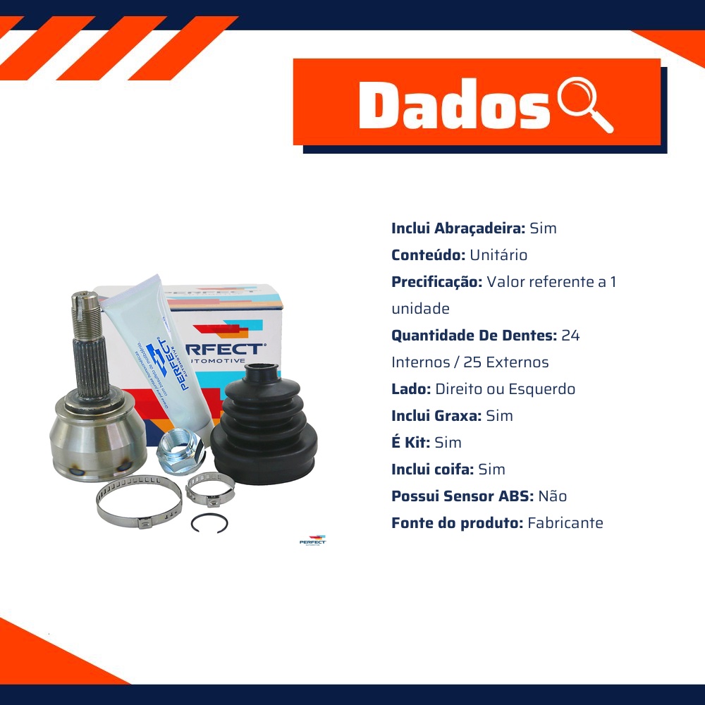 Kit Junta Homocinética para Fiat Stilo - Perfect - KJH1622