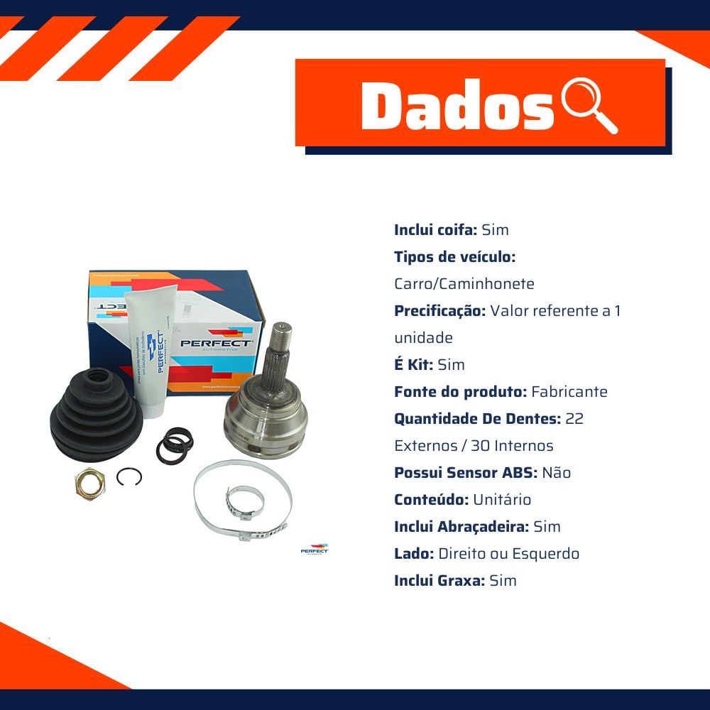 Kit Junta Homocinética para Volkswagen FOX e Gol - Perfect - KJH0251