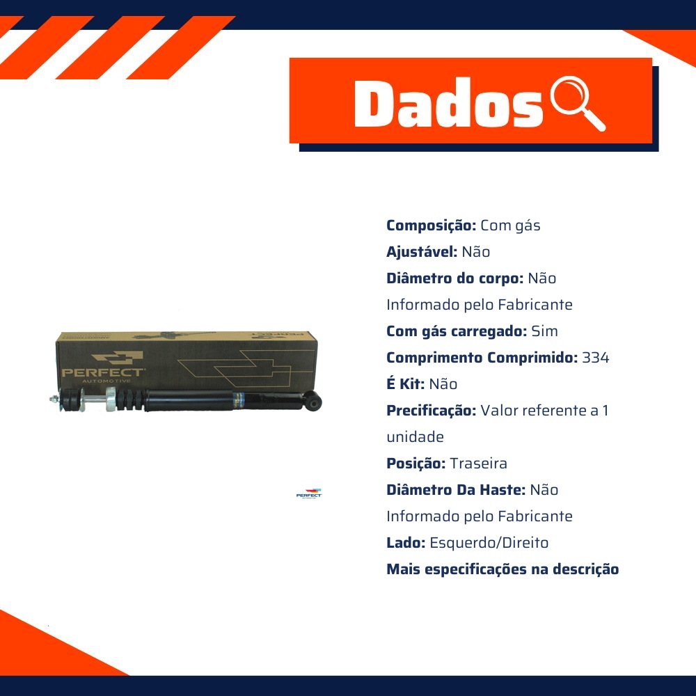 Amortecedor Traseiro Direito ou Esquerdo da Suspensão para Honda FIT - Perfect - AMD4751