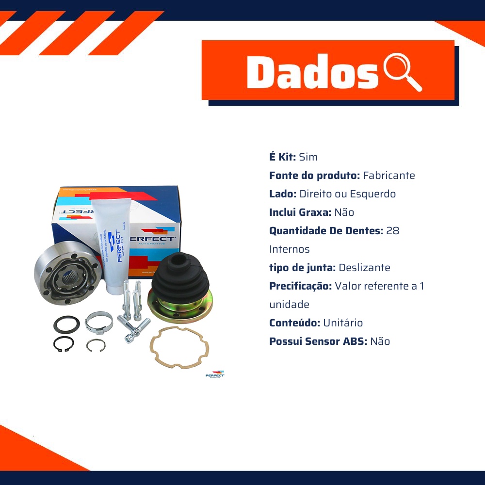 Kit Junta Deslizante para Volkswagen Gol e Parati - Perfect - JHC0253