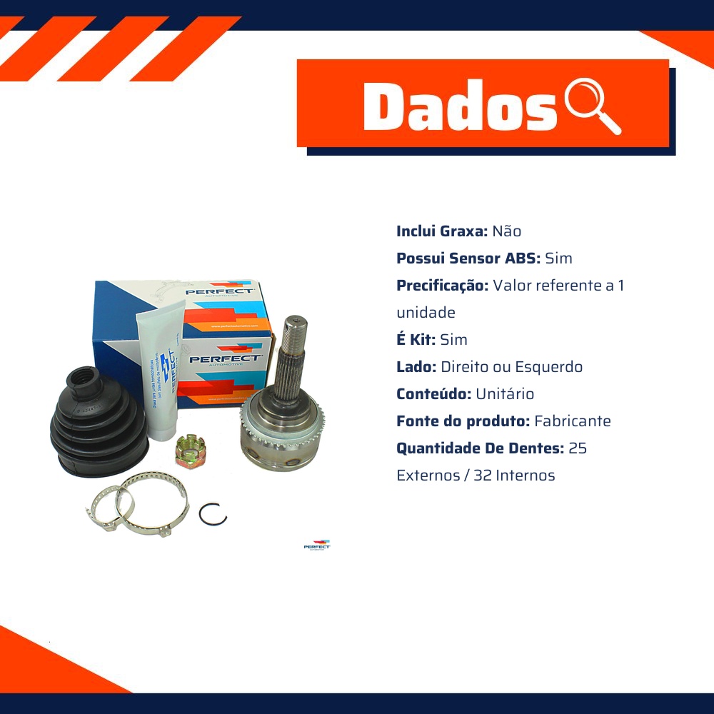 Kit Junta Homocinética para Mitsubishi Pajero TR4 - Perfect - KJH3119