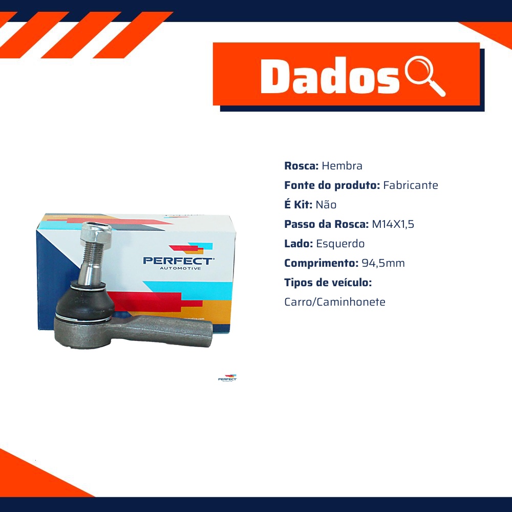 Terminal de Direção Interno (Rosca Esquerda) - Perfect - TDI1086