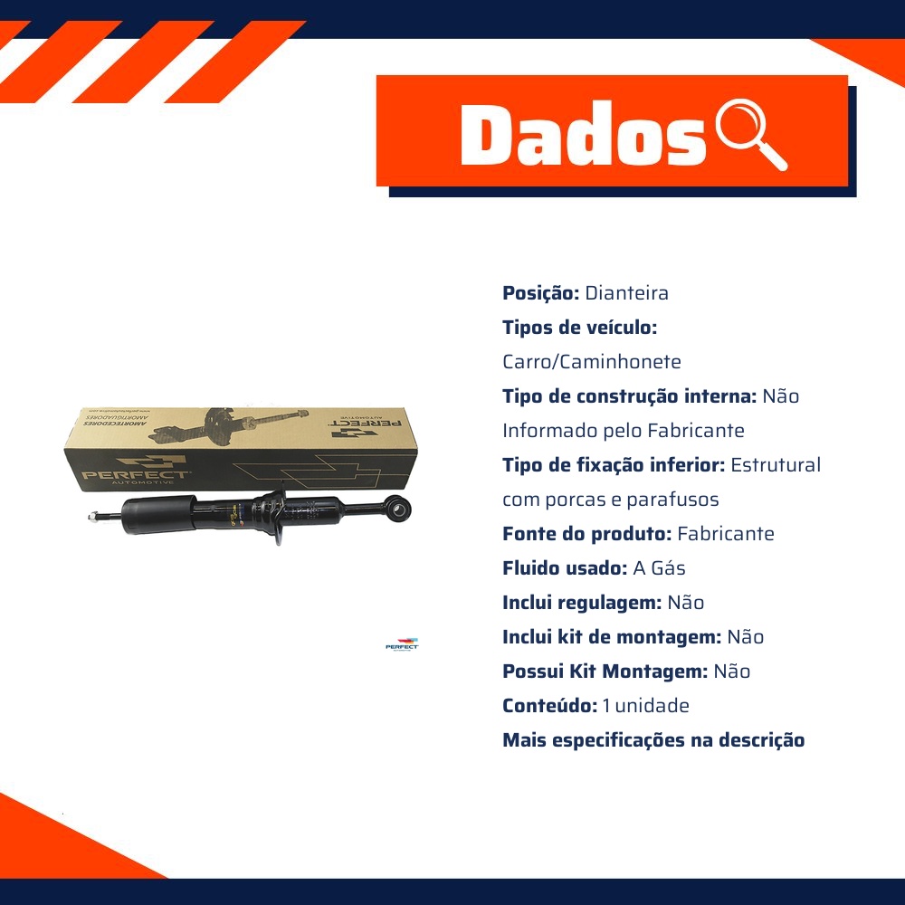 Amortecedor Dianteiro Direito ou Esquerdo da Suspensão para Ford Ranger - Perfect - AMD0244