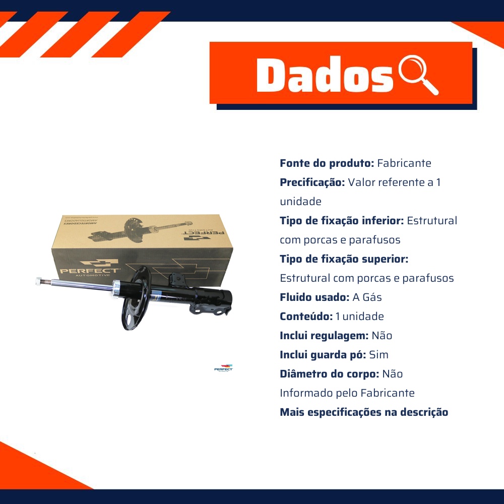 Amortecedor Dianteiro Esquerdo da Suspensão para Toyota Rav4 - Perfect - AMD0701