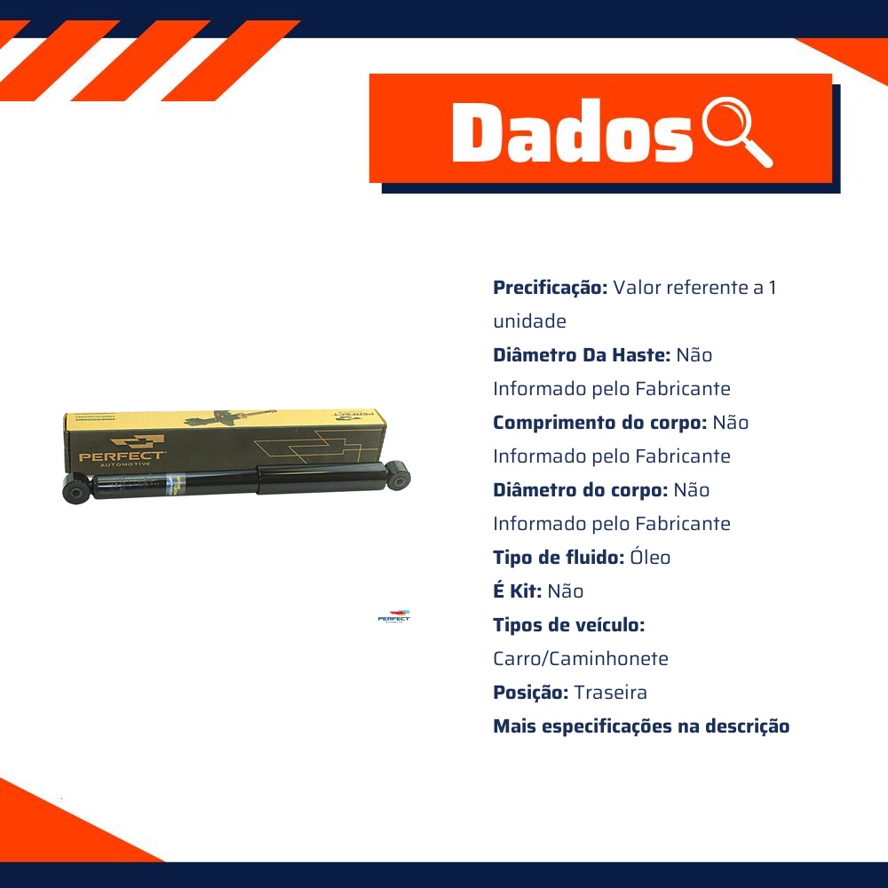 Amortecedor Traseiro Direito ou Esquerdo da Suspensão para Suzuki Grand Vitara - Perfect - AMD3711