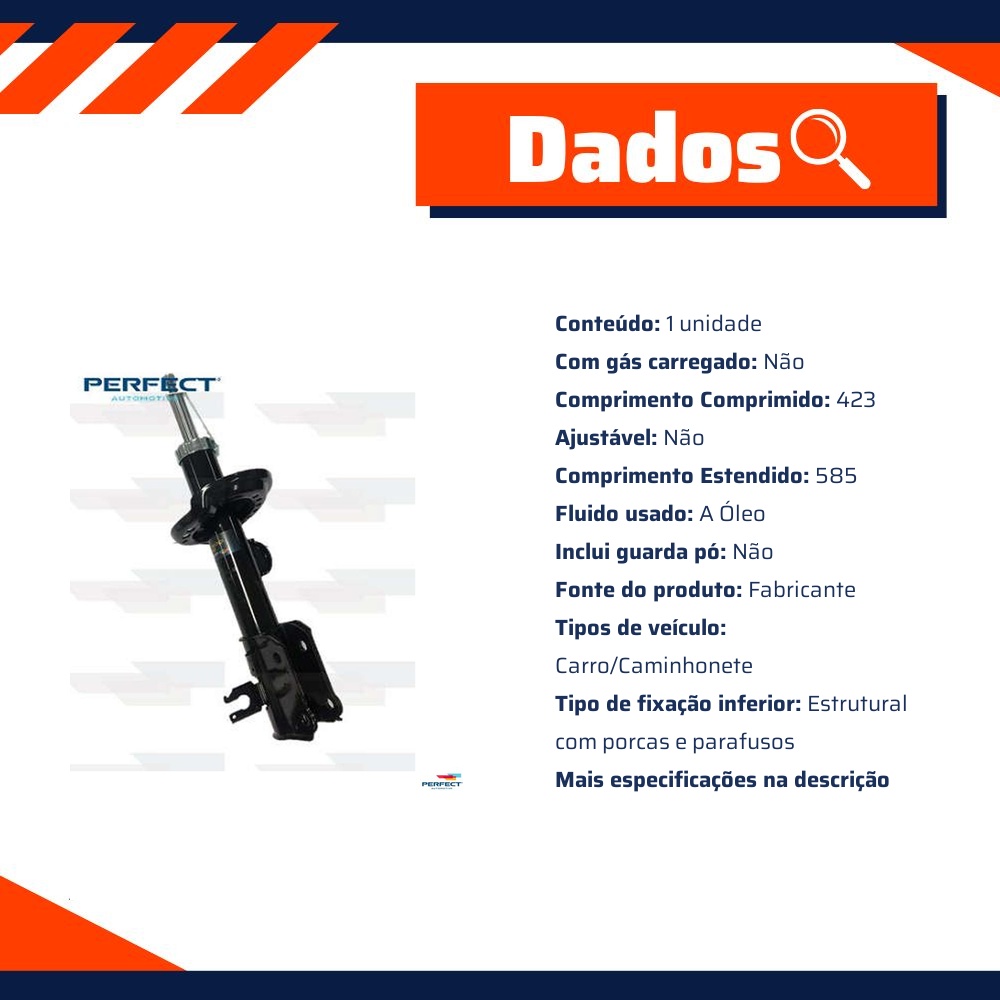 Amortecedor Dianteiro Esquerdo da Suspensão para Jeep Compass - Perfect - AMD2401