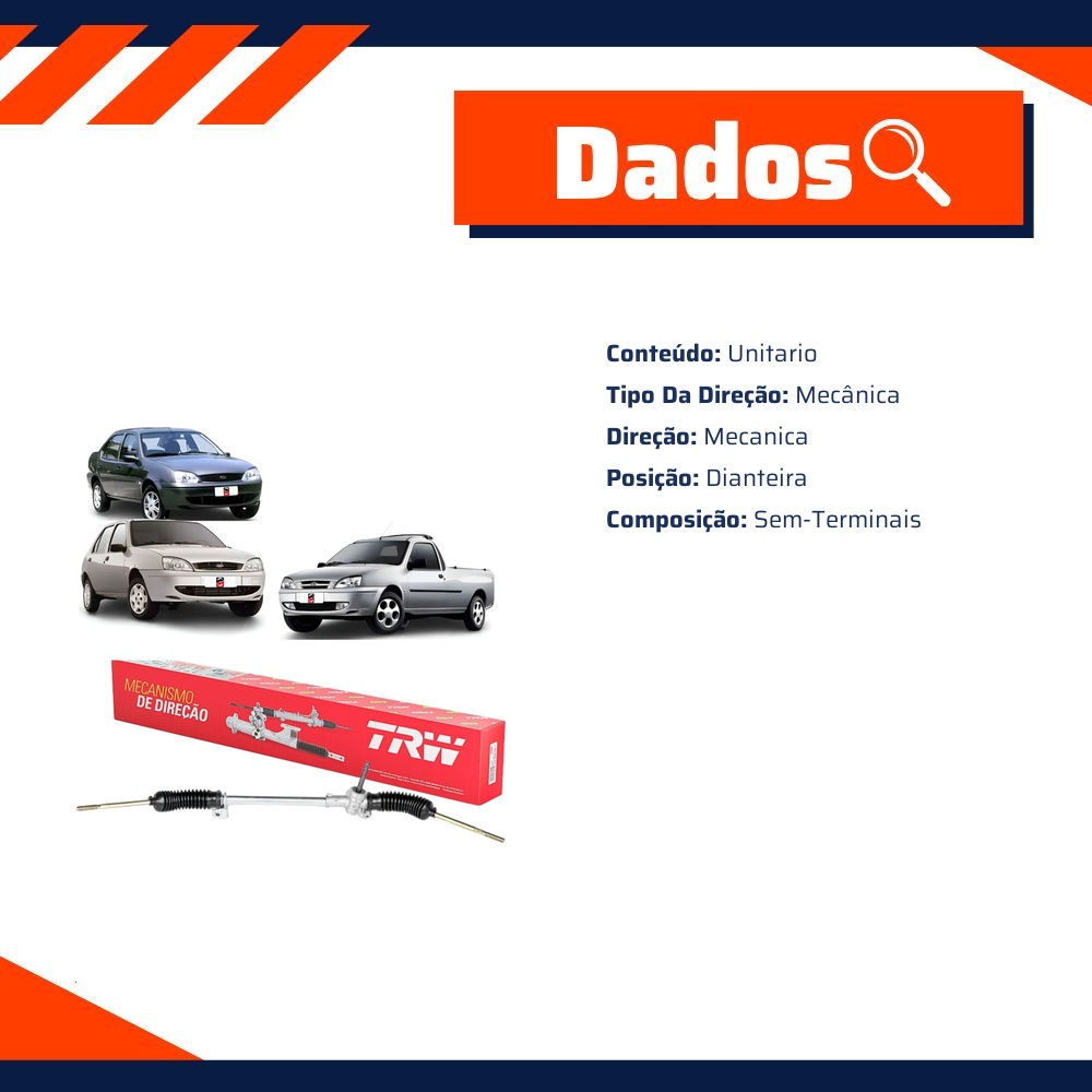 Caixa de Direção Mecânica para Ford Courier Fiesta - TRW - 15900172S