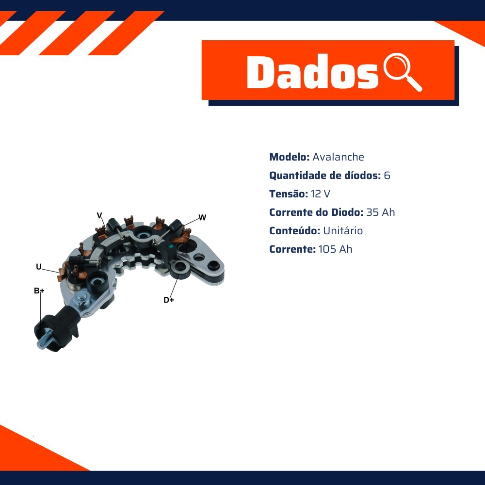 Ponte Retificadora 12V Avalanche para Chery QQ - Gauss - GA1602