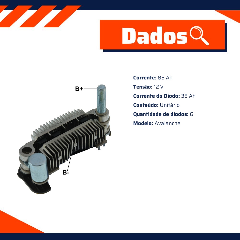 Ponte Retificadora 12V Avalanche para JAC J2 e J3 - Gauss - GA1388