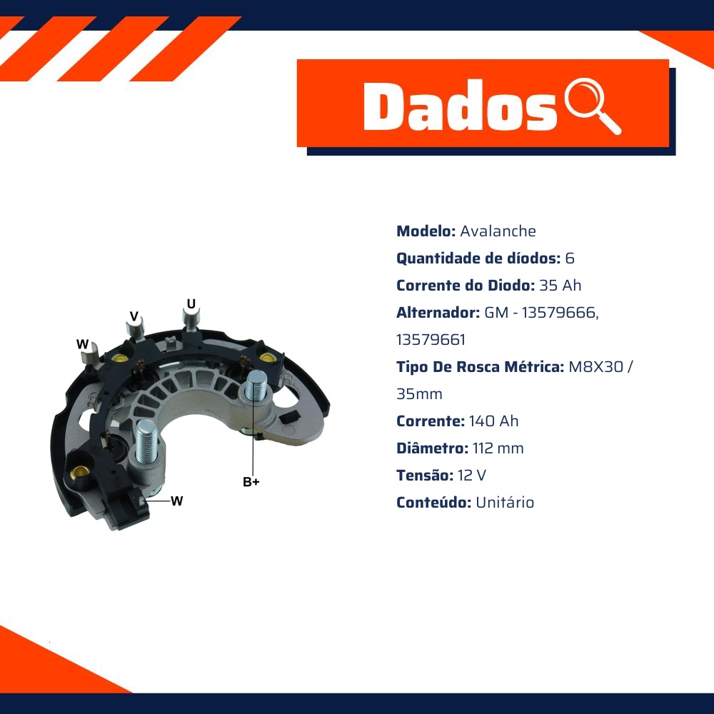 Retificador do Alternador - Gauss - GA1757