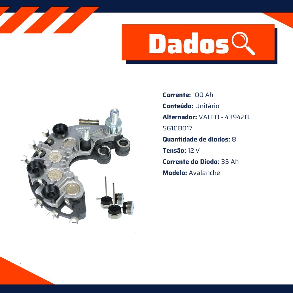 Retificador do Alternador - Gauss - GA1823