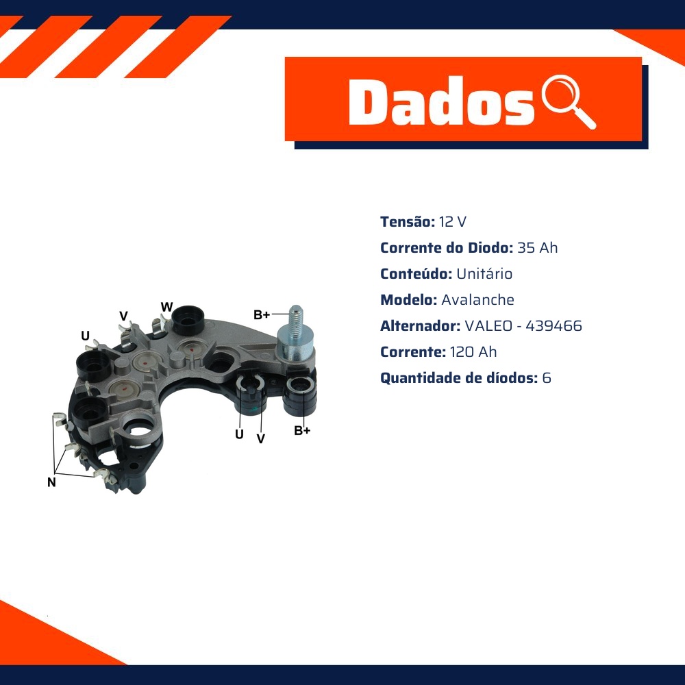 Retificador do Alternador - Gauss - GA1815