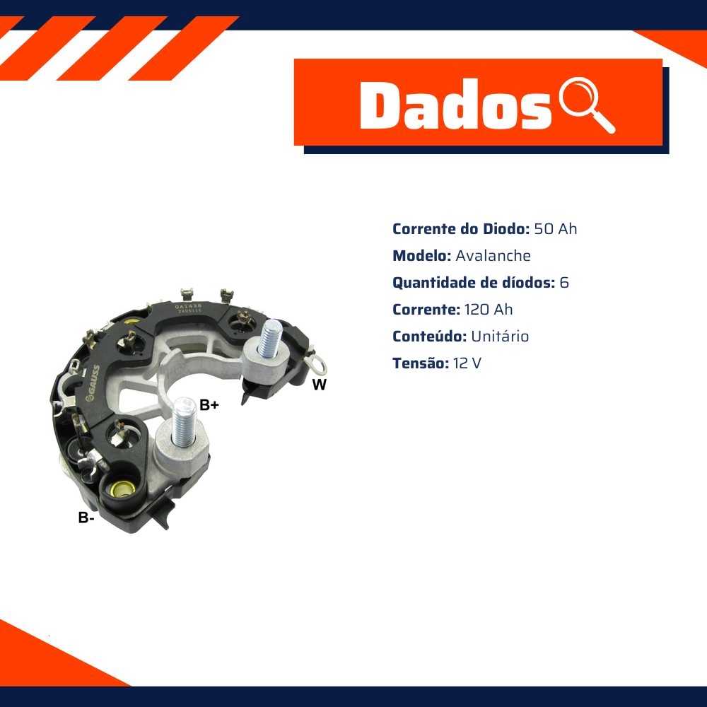 Retificador do Alternador - Gauss - GA1438