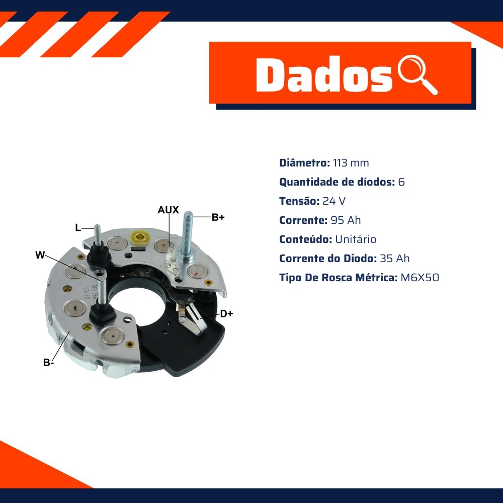 Retificador do Alternador - Gauss - GA1366