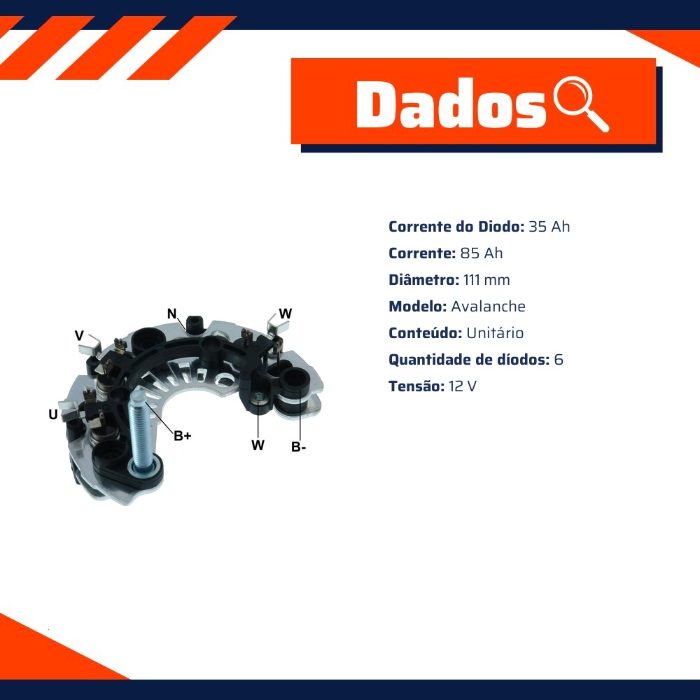 Retificador do Alternador - Gauss - GA1302