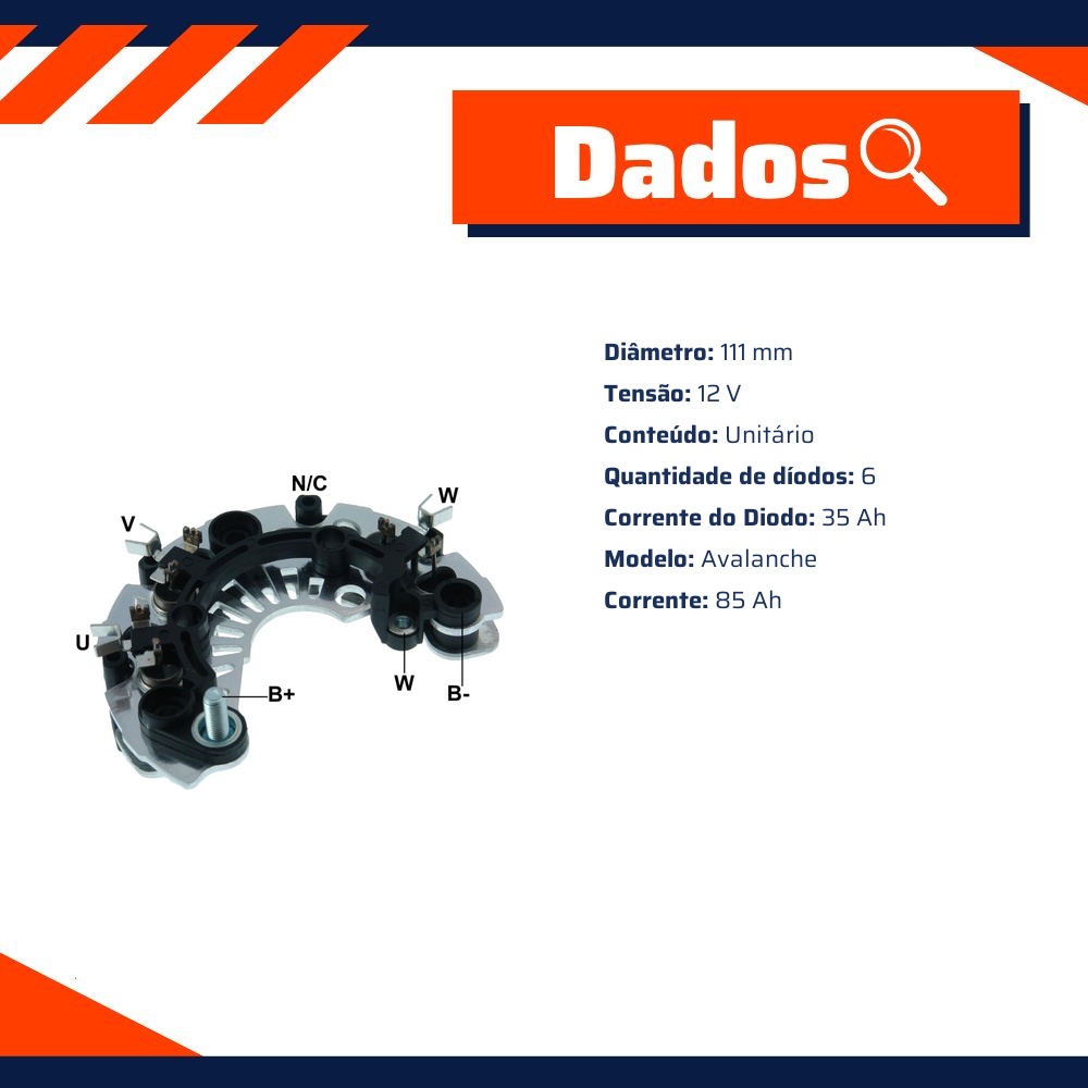 Retificador do Alternador - Gauss - GA1303