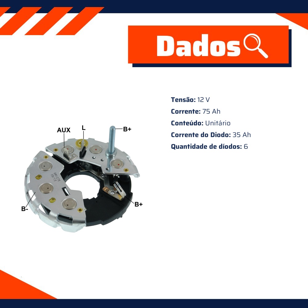 Retificador do Alternador - Gauss - GA1275