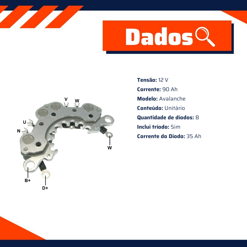Retificador do Alternador - Gauss - GA1596