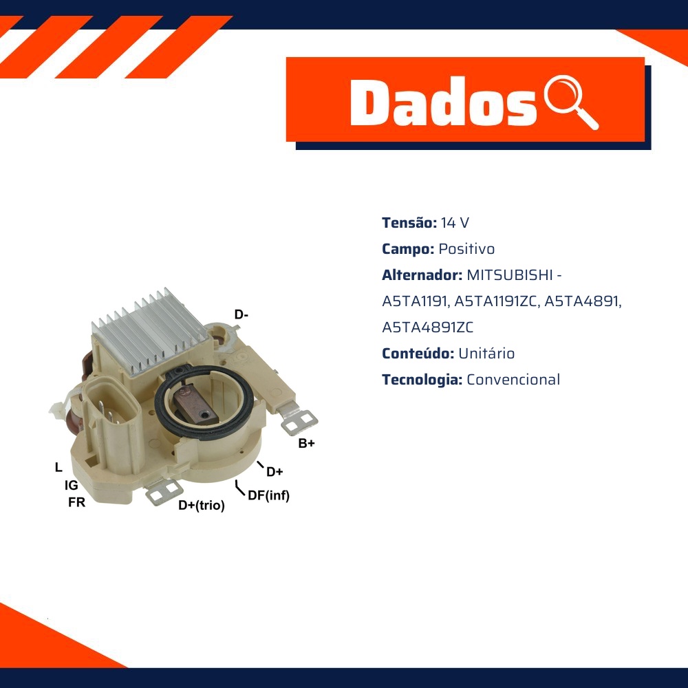 Regulador de Voltagem 14V para Honda Civic - Gauss - GA815
