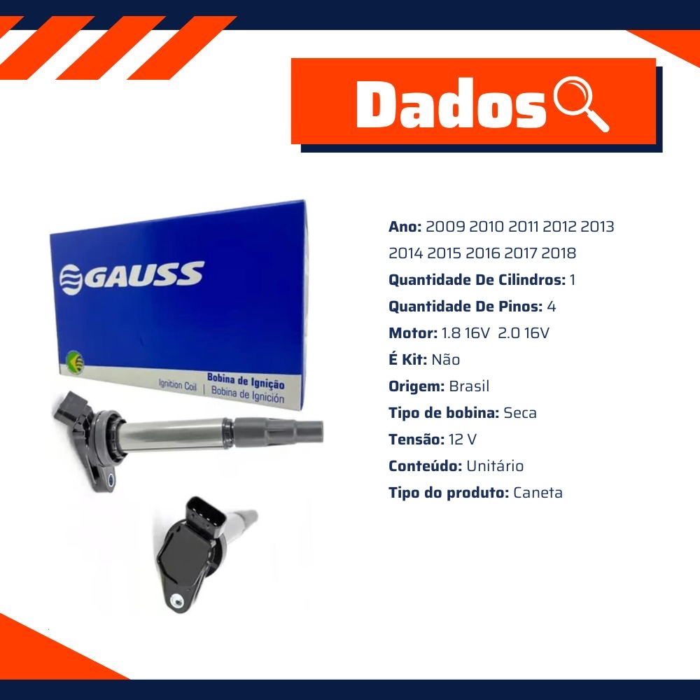 Bobina de Ignição para Toyota Corolla - Gauss - GC4252