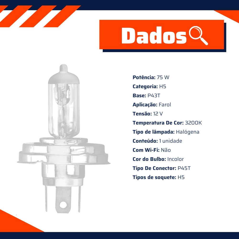 Lâmpada H5 60/55W 12V - Gauss - GL15 H5