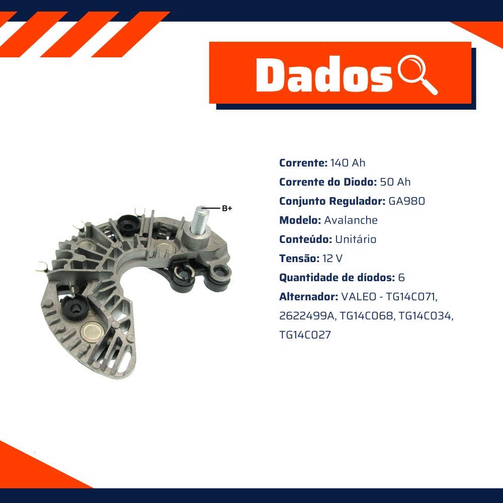 Retificador do Alternador - Gauss - GA1881