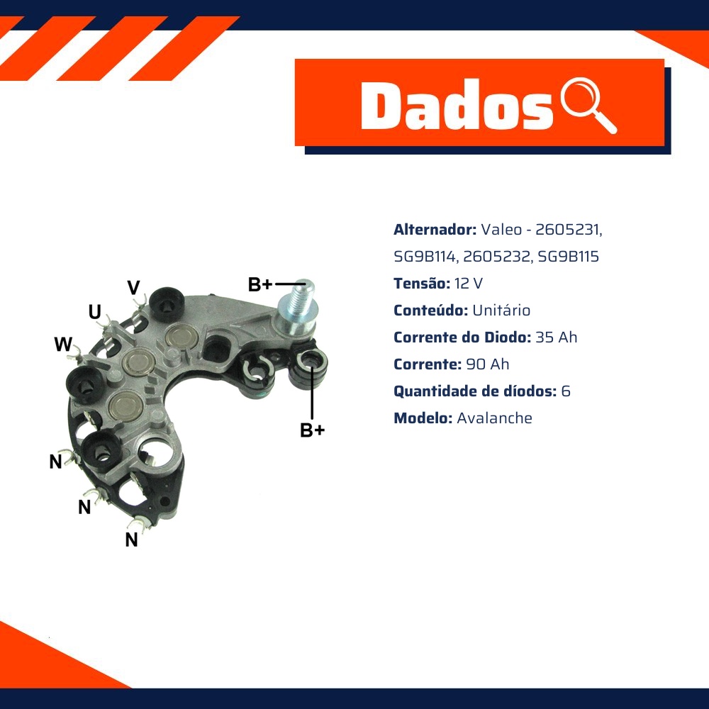 Retificador do Alternador - Gauss - GA1998