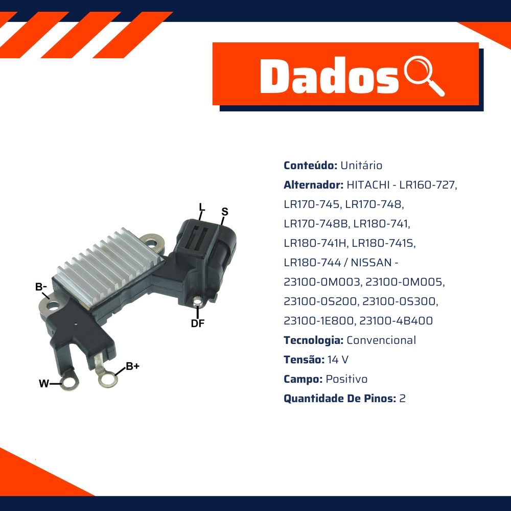 Regulador de Voltagem 14V para Nissan Altima e Pathfinder - Gauss - GA258