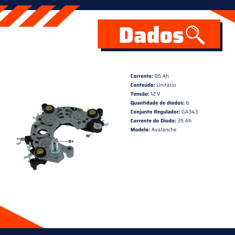 Retificador do Alternador - Gauss - GA1416