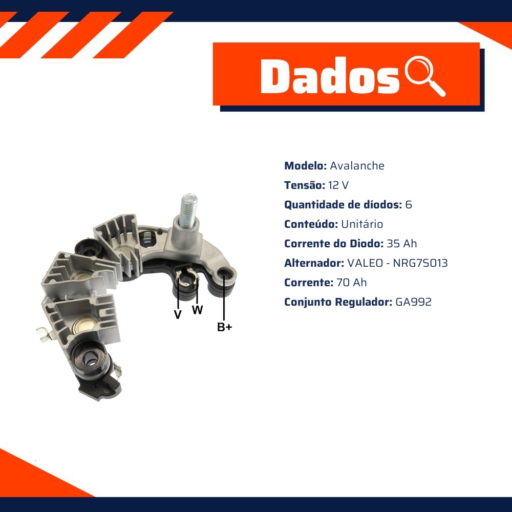 Retificador do Alternador - Gauss - GA1878