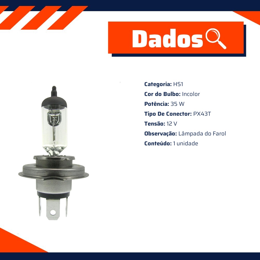 Lâmpada 12V 35W para Yamaha YS 150 FAZER - Gauss - GL50HS1