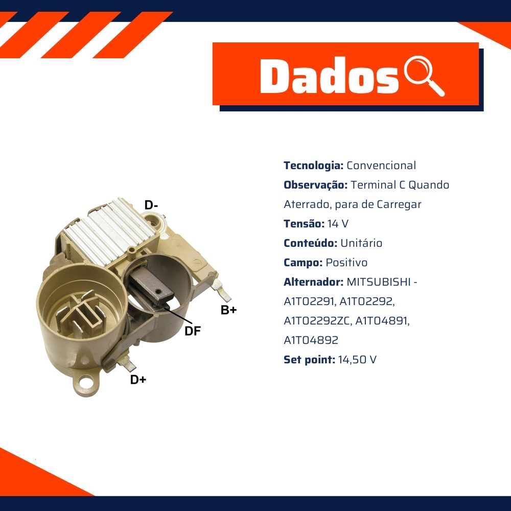 Regulador de Voltagem 14V para Honda Civic e CR-X - Gauss - GA835
