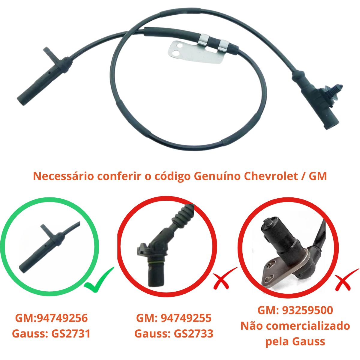 Sensor ABS Dianteiro Direito ou Esquerdo para Chevrolet S10 - Gauss - GS2731