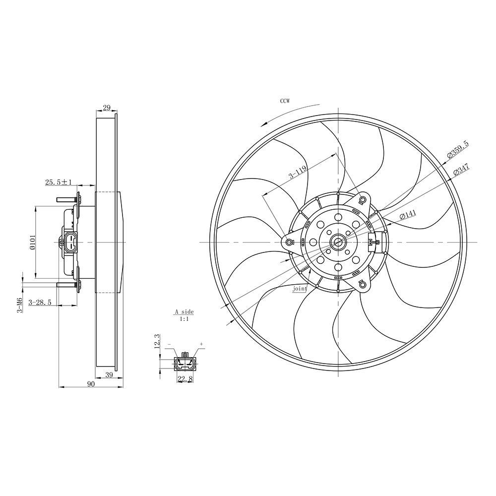Eletroventilador 12V 300W para Chevrolet Meriva - Gauss - GE1001