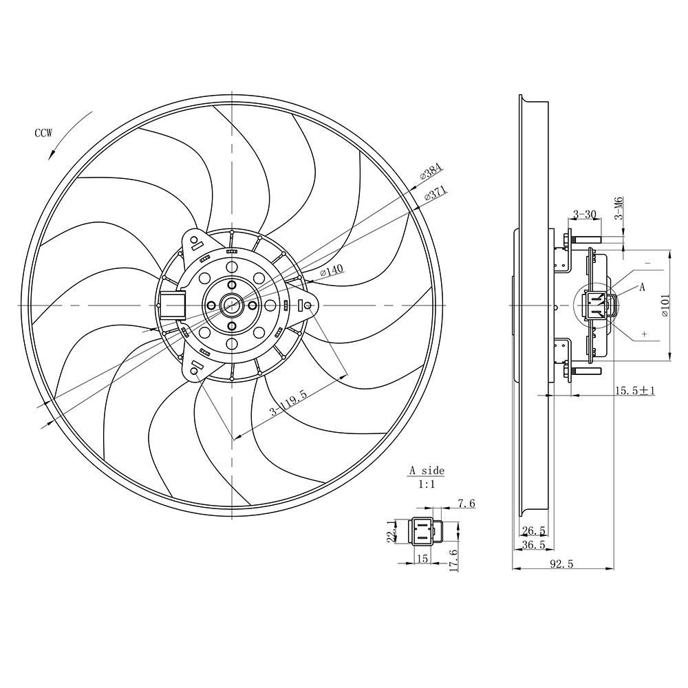 Eletroventilador 12V 220W para Fiat Doblo - Gauss - GE1070