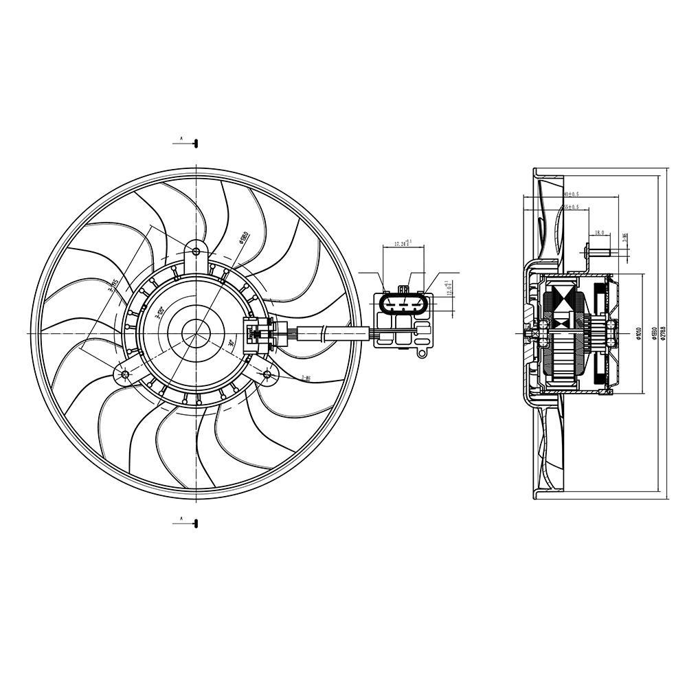 Eletroventilador 12V 228W para Chevrolet Celta - Gauss - GE1060