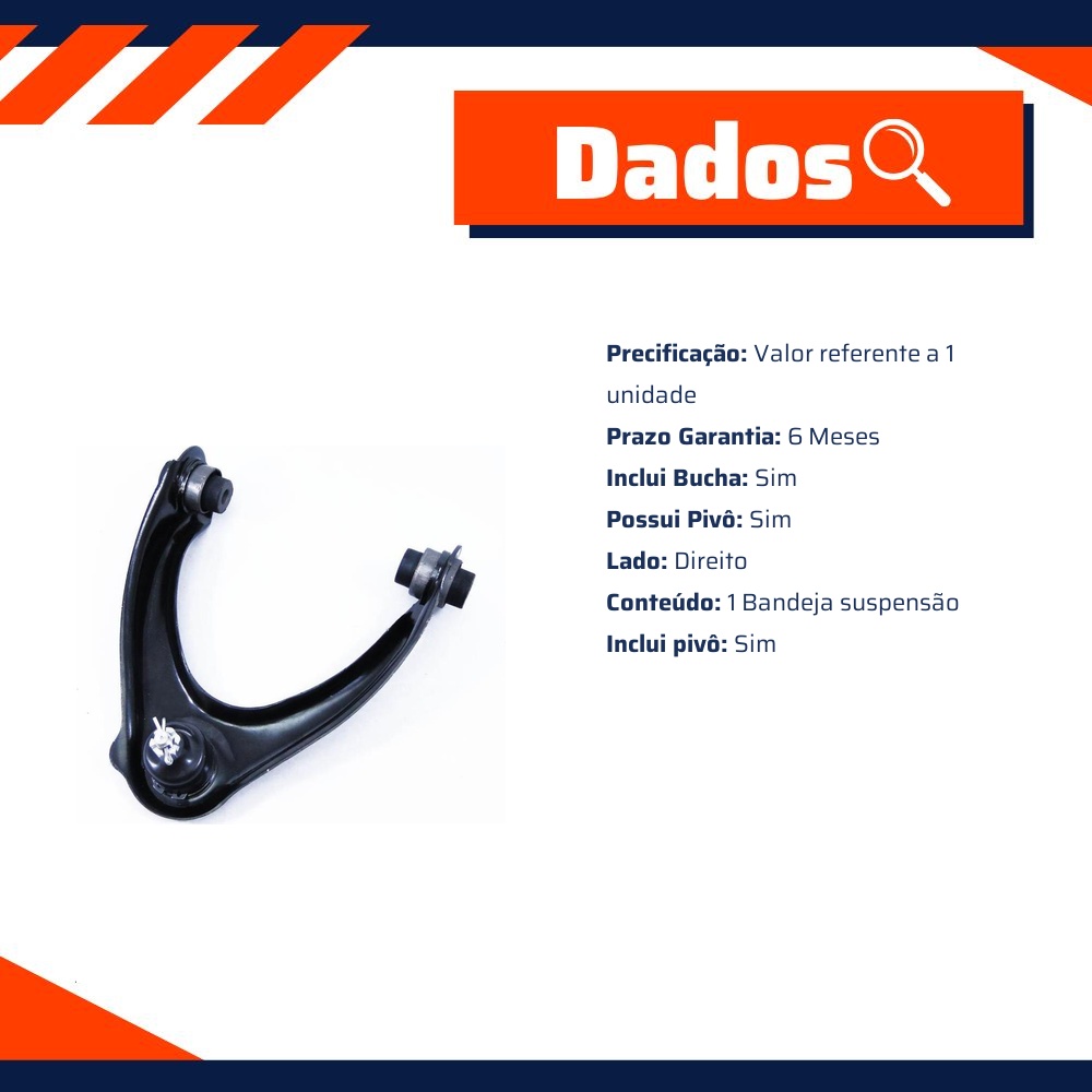 Bandeja Suspensão Dianteira Superior Direita com Pivô com Bucha para Honda Civic - Cofap - BJC10002M