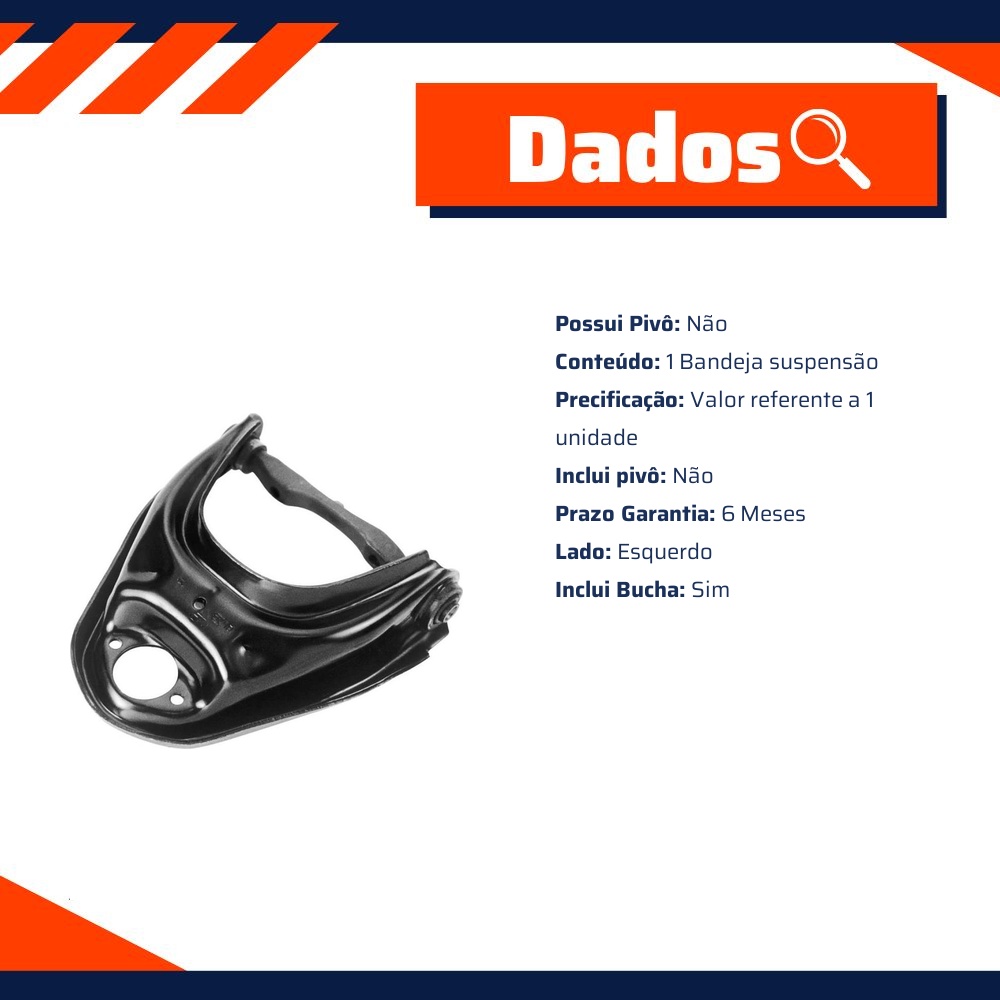 Bandeja Suspensão Dianteira Superior Esquerda com Bucha para Chevrolet Caravan e Opala - Cofap - BJC04071M