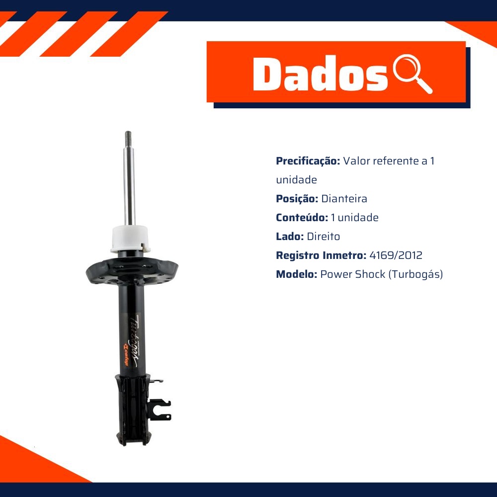 Amortecedor Dianteiro Direito da Suspensão para FIAT Grand Siena e Palio - Cofap - GP32914PS