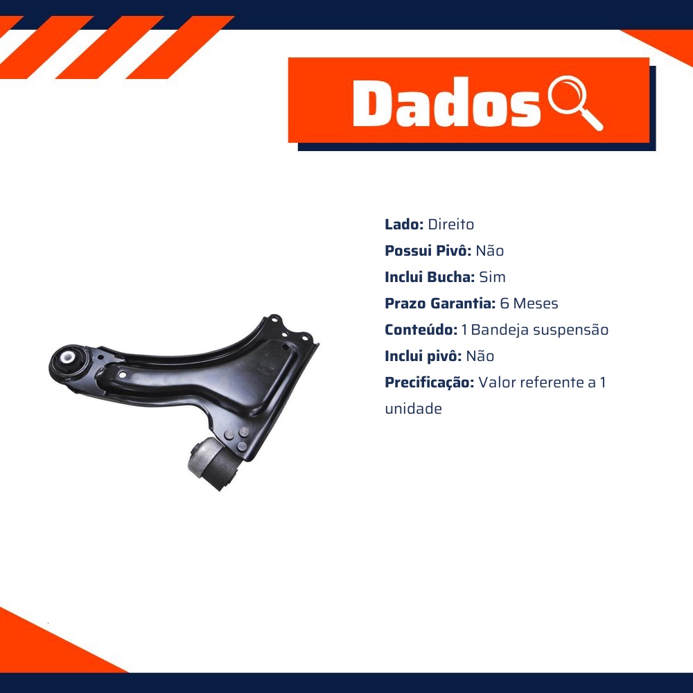 Bandeja Suspensão Dianteira Direita com Bucha para Chevrolet Corsa e Corsa Sedan - Cofap - BJC04120M