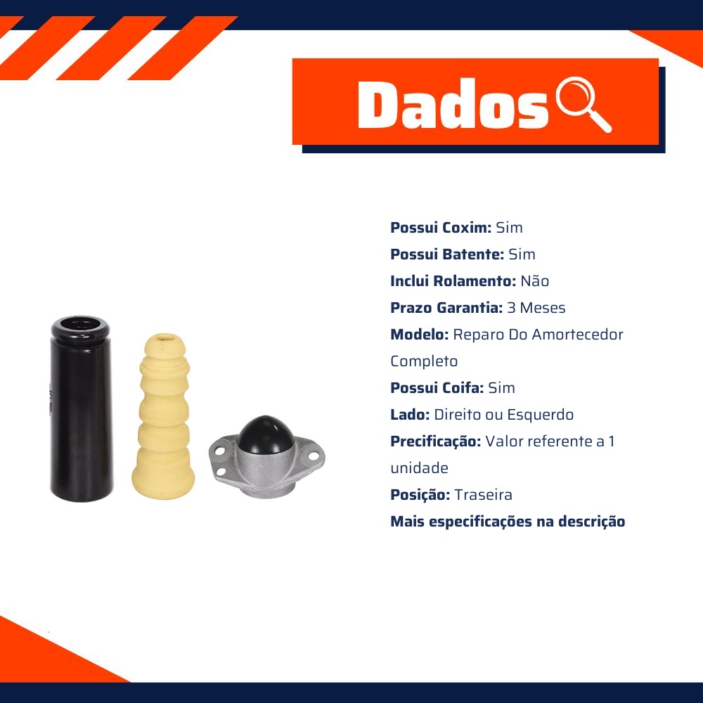 Kit Reparo Amortecedor Traseiro Direito Ou Esquerdo Com Batente Com Coifa Com Coxim - Cofap - TKC01201