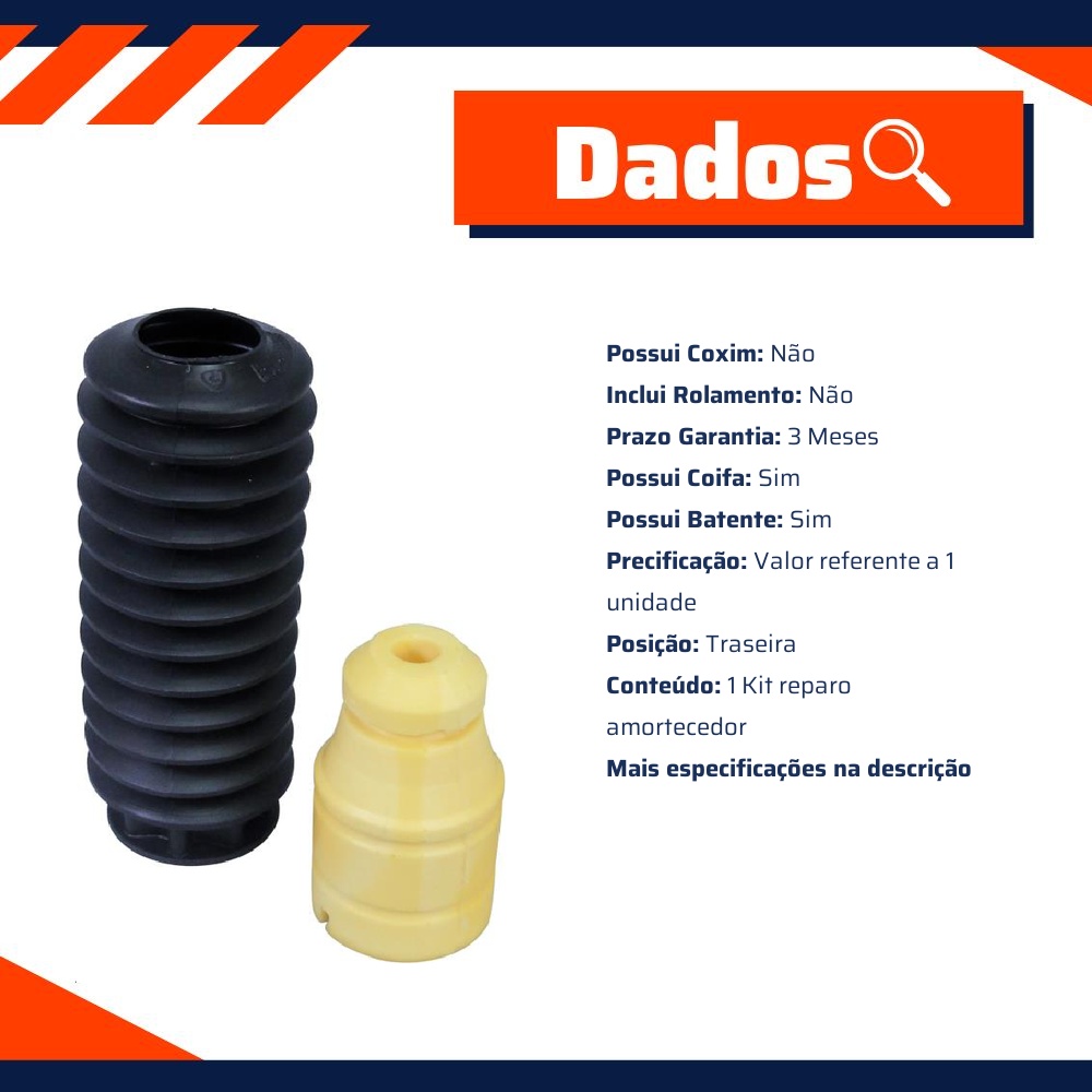 Kit Reparo Amortecedor Traseiro com Batente com Coifa para Volkswagen Saveiro - Cofap - KSC01204S