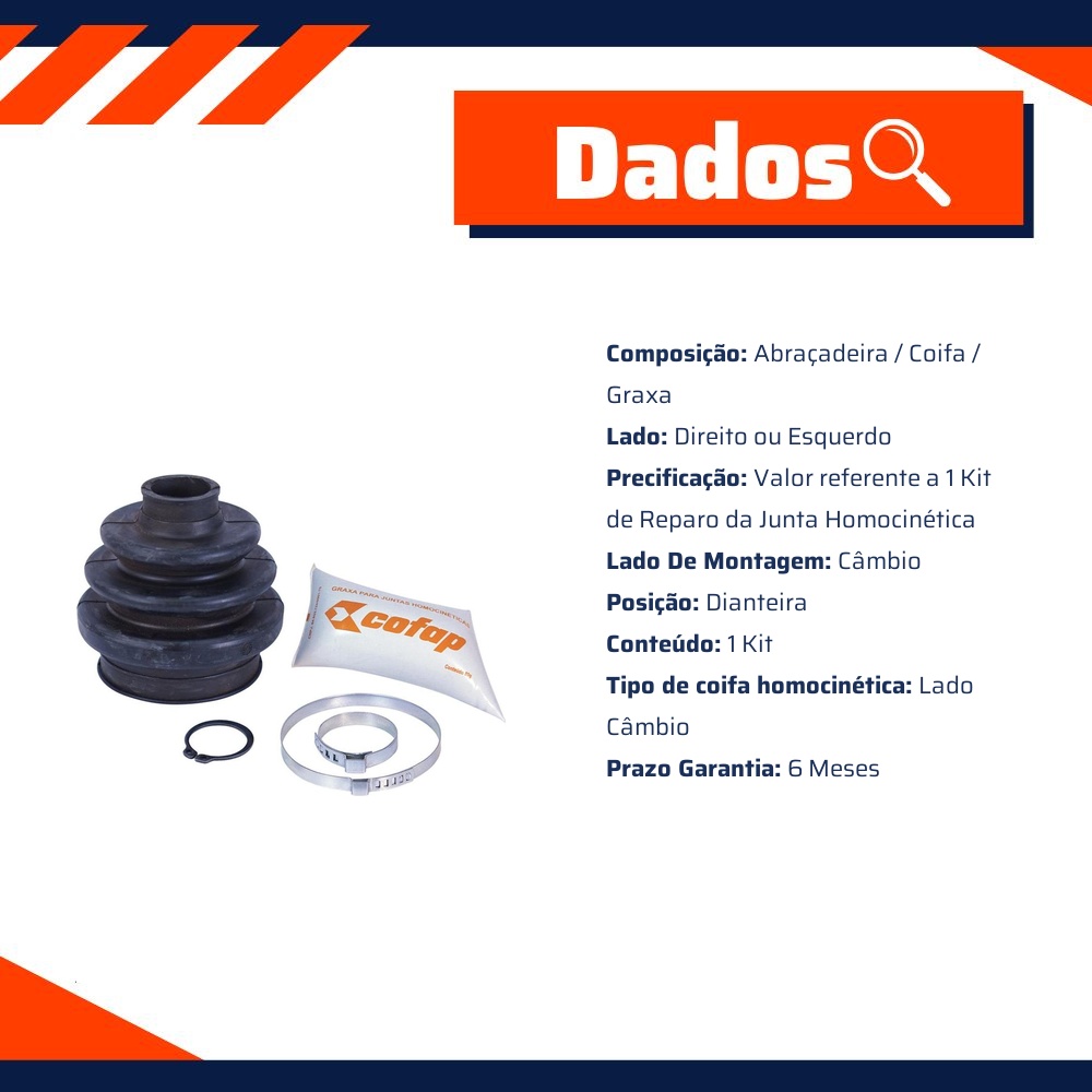 Coifa Homocinética Câmbio para Chevrolet Omega e Suprema - Cofap - KJD04203