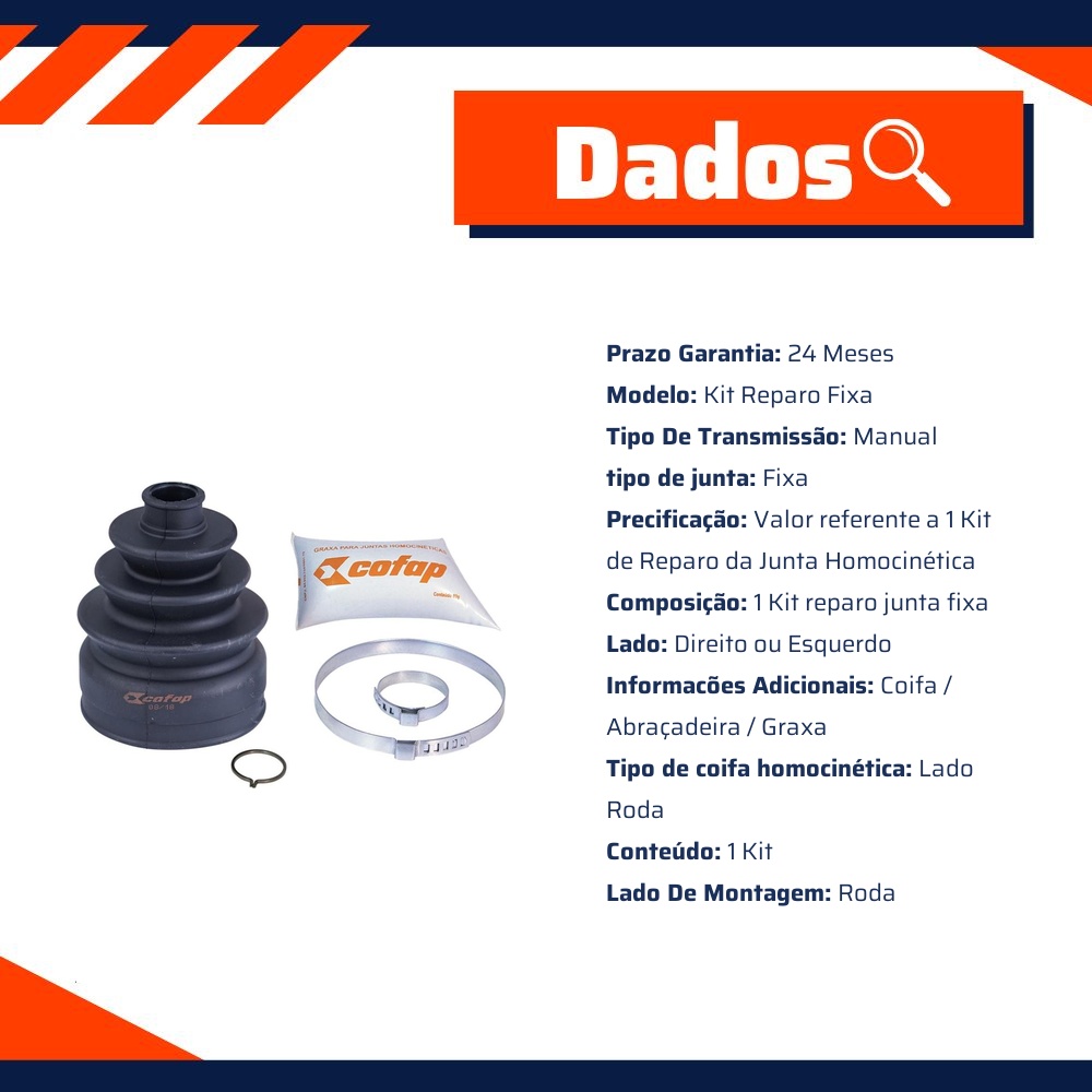 Kit Reparo Junta Fixa Roda Direita Ou Esquerda Manual - Cofap - KJH04202