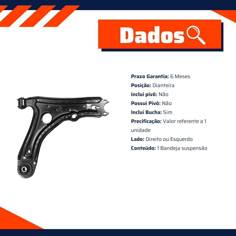 Bandeja Suspensão Dianteira com Bucha para Volkswagen Golf - Cofap - BJC01031M