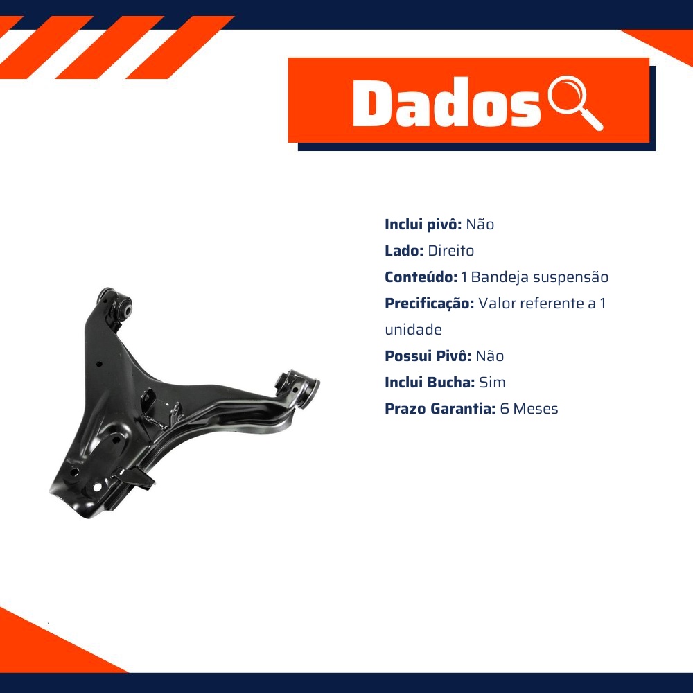 Bandeja Suspensão Dianteira Inferior Direita com Bucha para Mitsubishi L200 - Cofap - BJC39004M