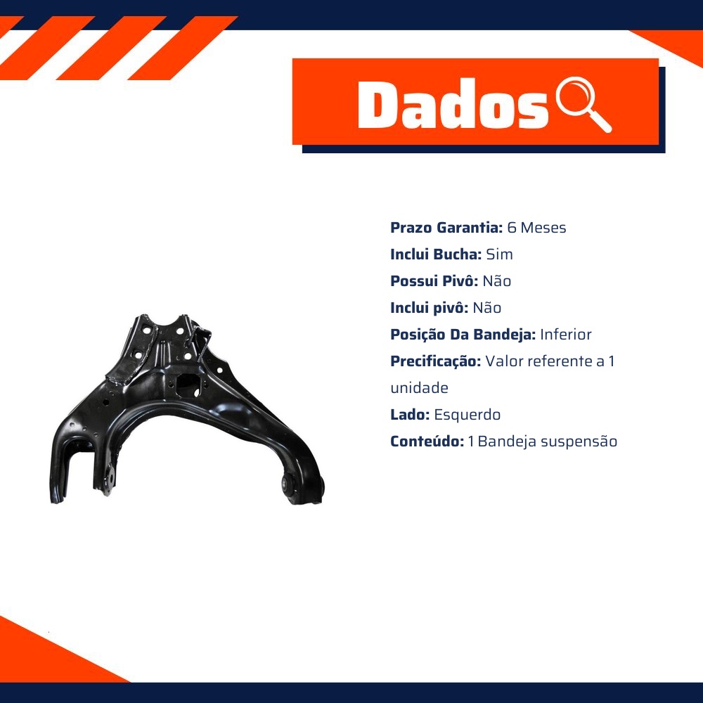 Bandeja Suspensão Dianteira Inferior Esquerda com Bucha para Mitsubishi L200 - Cofap - BJC39001M