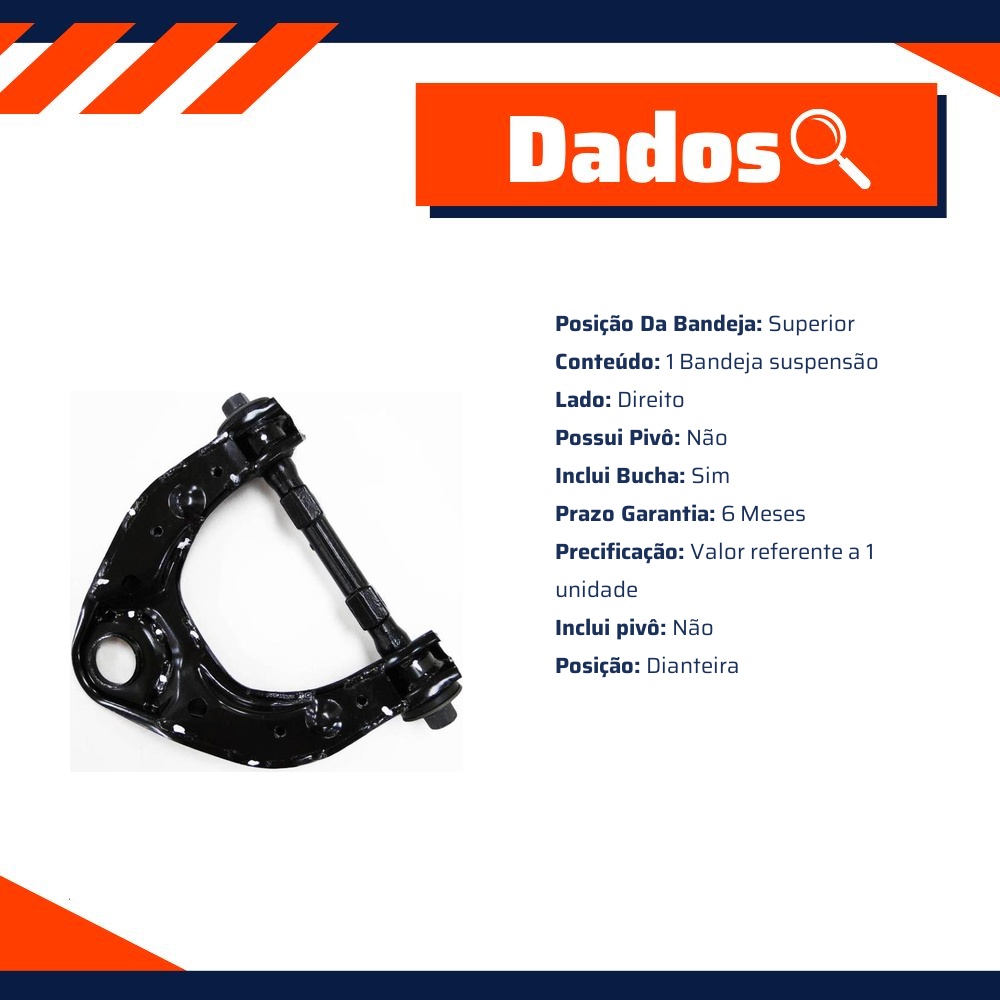 Bandeja Suspensão Dianteira Superior Direita com Bucha para Mitsubishi L200 - Cofap - BJC39002M