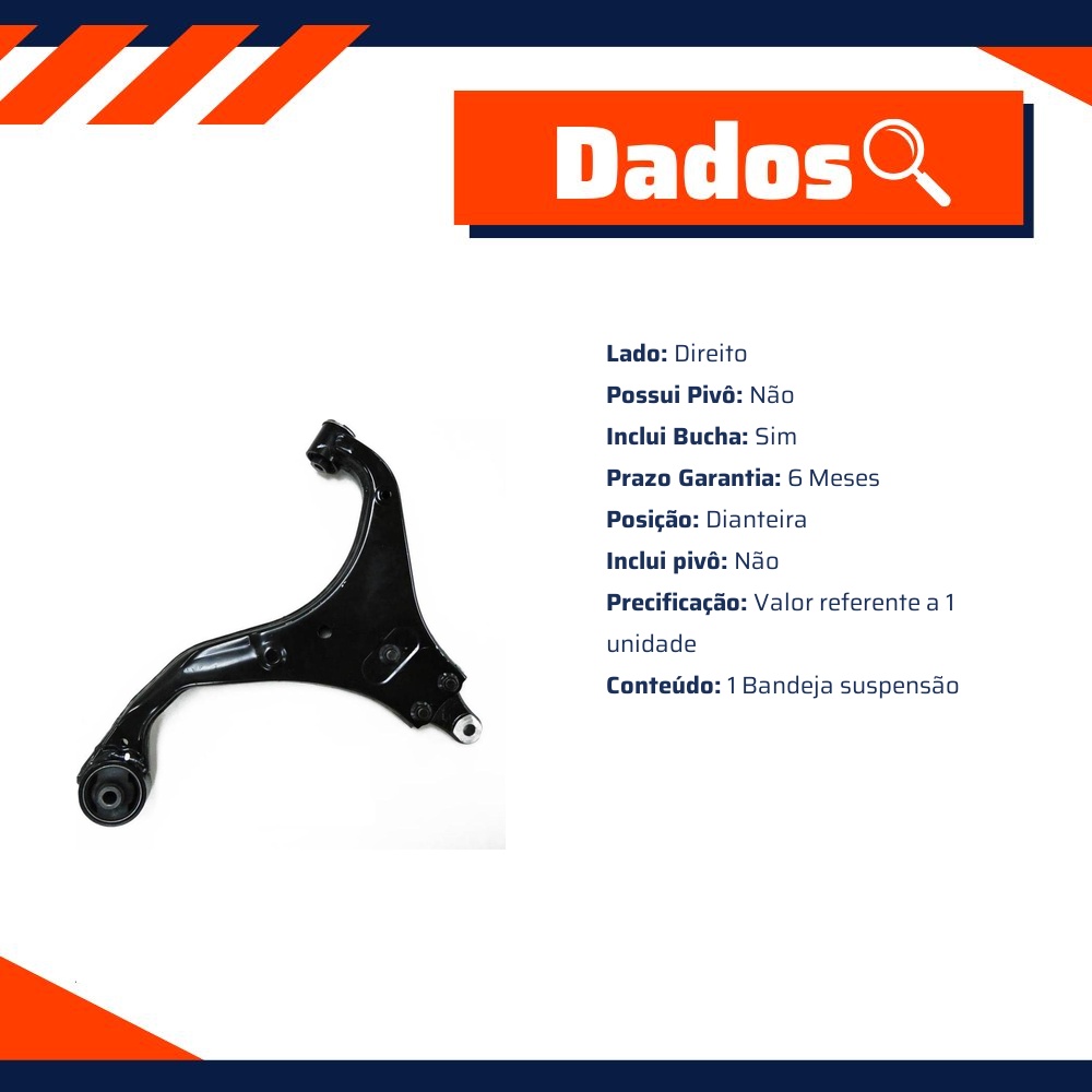 Bandeja Suspensão Dianteira Direita com Bucha para Hyundai Tucson e KIA Sportage - Cofap - BJC32004M