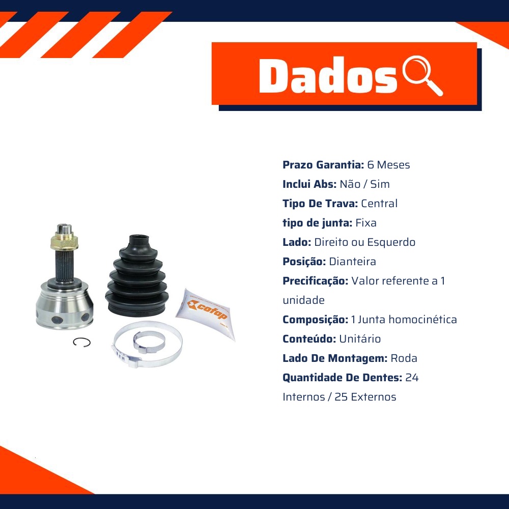 Junta Homocinética Dianteira Roda para Fiat Linea e Punto - Cofap - JHC03105